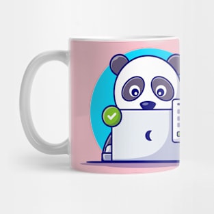 Cute Panda With Laptop And Successful Sign Mug